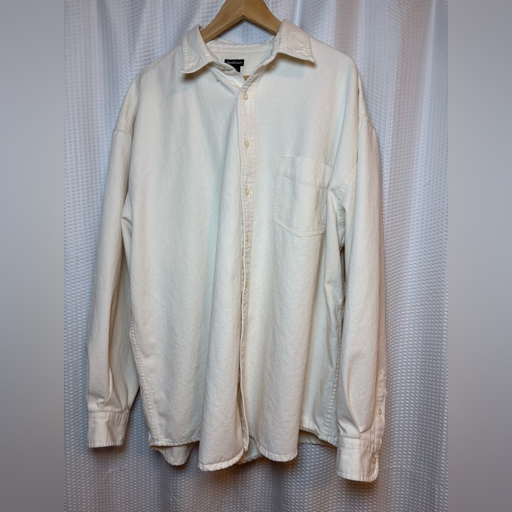 Northcrest vintage 100% cotton men’s heavy button down long sleeve shirt XXLT